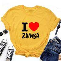 I Love Zumba เสื้อยืดสตรีทเวดอว์ออกกำลังกายสำหรับผู้หญิง Zumba เต้น Zumba สำหรับผู้หญิงเสื้อยืดแขนสั้นผ้าฝ้ายรุ่นพื้นฐานเสื้อยืดผู้หญิงแฟชั่น