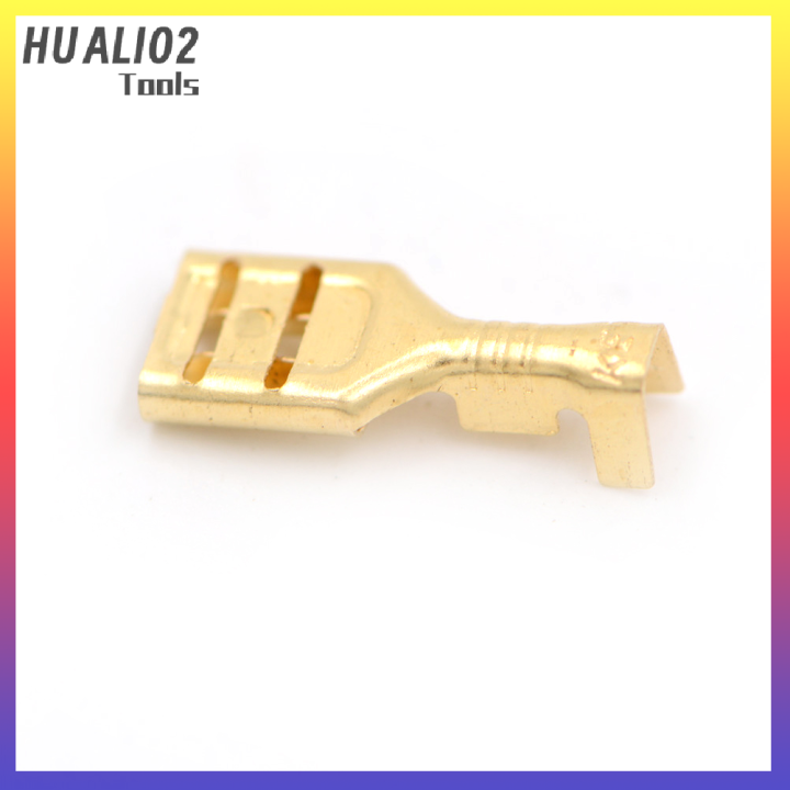 huali02-100ชิ้น6-3มมทองเหลืองทองลำโพงรถยนต์ขั้วขั้วขั้วหญิงฝาครอบกันฝุ่น