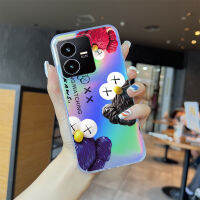 เคสโทรศัพท์สำหรับ Vivo Y02 Y22S Y19 Y16 Y35 Y76 5G เคสโทรศัพท์สลายเลเซอร์ลายหมีแบรนด์หมีสีรุ้งโปร่งใสขอบบางเฉียบ TPU นุ่มเฉียบเคสกันกระแทกมีสีสันในตัวเคสบัตรเลเซอร์