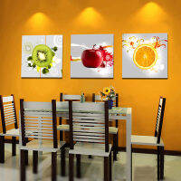 3 Pcs ผ้าใบศิลปะติดผนังภาพวาดผลไม้ภาพตกแต่งบ้าน Wall DecorationFruit ภาพวาดตกแต่งบ้าน Triptych ภาพวาด Frameless