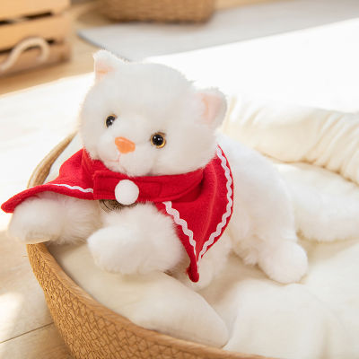 Kawaii สีขาวเปอร์เซียแมวของเล่นนุ่มยัดไส้ลูกแมวน่ารักสัตว์ตุ๊กตาสำหรับสาวเด็กเด็ก Plushies สำหรับคริสต์มาสของขวัญวันเกิด