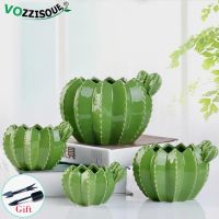 Creative Ceramic Cactus Pots Indoor Decorative Plant Pot Garden Succulent Small Flowerpot Home Balcony Green Clay Maceteros