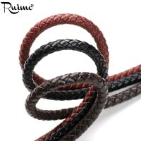 RUIMO Leather Cords 8mm Round Braided Genuine Leather Cord For Bracelets Making