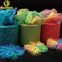 6cm Size 25 Rainbow Sheer Mesh Ribbon Roll Gradient Tape DIY Handmade Bowtie Hairpin Princess Hairpin Flower Bundle Decoration Cleaning Tools