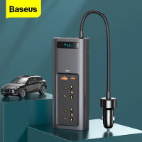 Baseus รถอินเวอร์เตอร์ DC 12V to AC 220V 150W Auto Converter รถชาร์จซ็อกเก็ต 4 พอร์ตเอาต์พุตรองรับ Type-C Fast Charging สำหรับรถอินเวอร์เตอร์