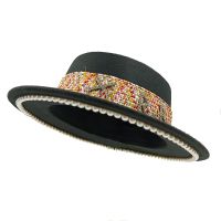 【YF】 Pearl fedora felt hat womens french elegant unisex point drill autumn and winter wide brim jazz flat cap