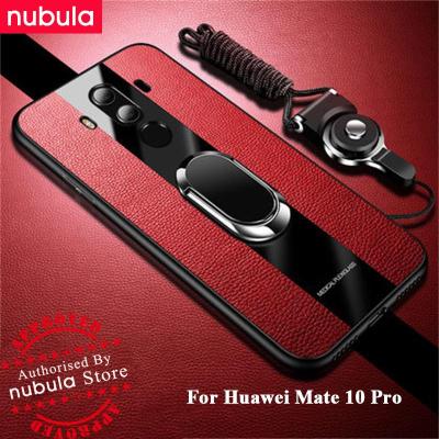 NUBULA untuk Huawei Mate 10 Pro Phone Casing PU Leather Protective Case Soft Edge Huawei Mate 10 Pro Shockproof Cover Silicone Case With Holder Lanyard For Huawei Mate 10 Pro