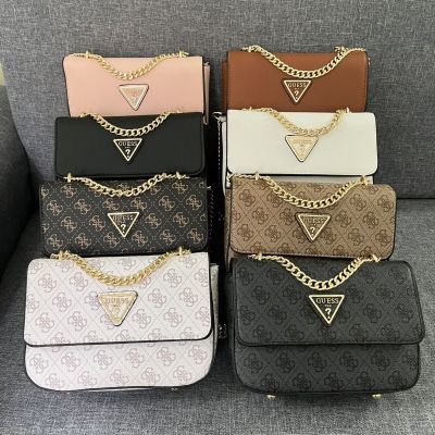 GUESS new European and American simple chain stitching printing solid color fashion retro small square bag one shoulder Messenger handbag