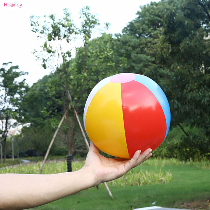 hooney-แพ็คลูกบอลชายหาดเป่าลมชายหาดสีรุ้งลูกบอลเป่าลมนุ่ม6ชิ้นสำหรับปาร์ตี้สวนหลังบ้านสระว่ายน้ำ