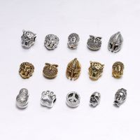 10Pcs/Bag Gold Color Buddha Sparta Animal Shape Heads Spacer Beads for Jewelry Finding Making DIY Handmade Charm Beads Bracelet