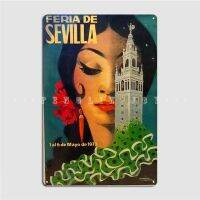 Feria De Sevilla วินเทจโปสเตอร์เมทัลมีคราบการออกแบบเครื่องตกแต่งฝาผนังสโมสรโรงรถโปสเตอร์ป้ายสังกะสีข้อความ My Garage โรงภาพยนตร์