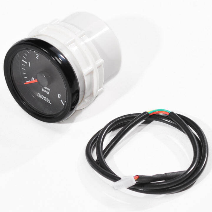 HYS 52mm 06000 RPM (On Dash) White Electrical Tachometer Gauge For