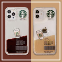 เคสโทรศัพท์กาแฟของเหลวสตาร์บัคส์ลอยน้ำได้สำหรับ iPhone 15 Plus 14 13 12 Pro Max 11 Xr 7Plus 6 8 Plus Xs X XsMax 15Promax เคสโทรศัพท์เคสโทรศัพท์ฝาหลังแข็ง