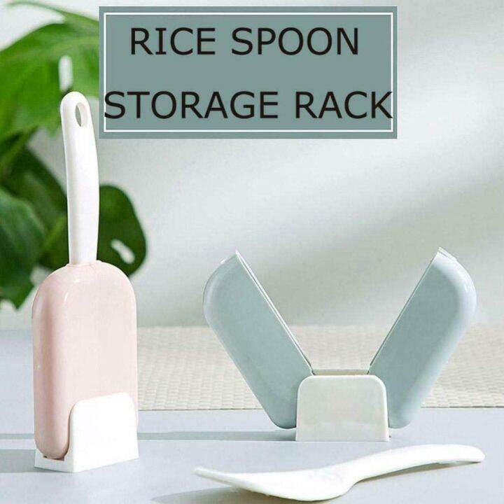 Rice Spoon Holder Stand Standup Dust Cover Rice Scoop Automatic Opening Closing Kitchen