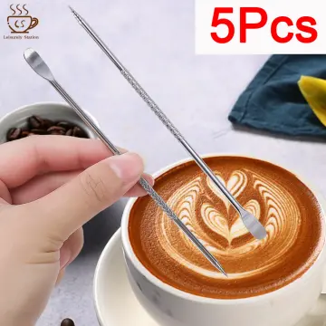 Set of 3 Coffee Art Needle Coffee Latte Art Tools Set Stainless Coffee  Fancy Art Needle Barista Tool for Home Kitchen Cappuccino Milk Decor