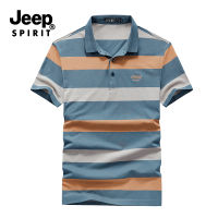 JEEP SPIRIT เสื้อยืดแขนสั้นลายทางใหม่สำหรับผู้ชาย,เสื้อยืดผ้าคอตตอนทรงหลวมระบายอากาศได้ดีเสื้อโปโลเดินทางแขนสั้นลายทางเสื้อโปโล