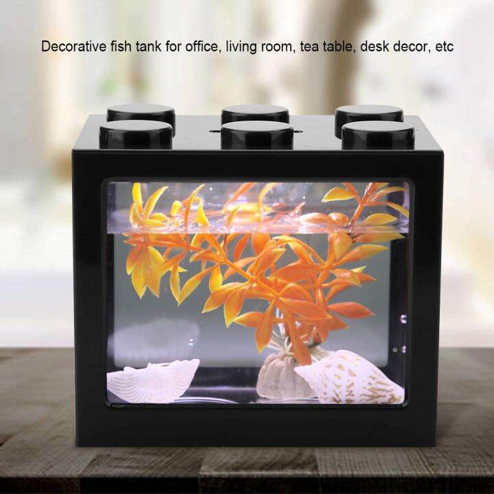 Fish Tank，Mini Aquarium Block Tank Aquarium Fish Box Desktop Terrarium