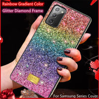 เคสโทรศัพท์มีเพชรส่องแสงวิบวับแถบสีแฟชั่นไล่ระดับสีรุ้งสำหรับ Samsung Galaxy S23 S22พิเศษบวก S21 S10 Note 20 10 Plus ปิดคลุมป้องกันการกระแทก