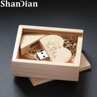 Wedding Gift USB Flash Drive 64GB Heart Pen Drive 32GB Wooden Memory Stick 16GB 8GB 4GB U Disk Free Custom Logo Maple