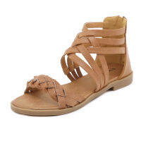 SIKETU Brand Original Women Strappy Gladiator Sandals Girls Summer Beach Knitted Flat Roman Shoes Zipper Black Apricot Brown Dressy Plus Size on Sale Open Toe  inch Heels Korean Style Ladies Working Office Home Outdoor Cusual New Trendy waterproof 2022