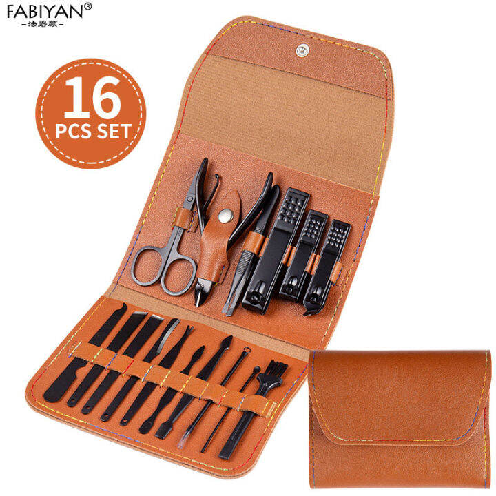 New 16pcs/set Folding Bag Nail Clipper Set Stainless Steel Nail Cutter