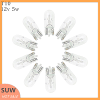 ? SUW 10pcs Car T10 halogen W5W 12V Auto Lamp หลอดไฟเครื่องมือการอ่านไฟ