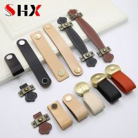 Black Leather Handle  Drawer Wardrobe Cabinet Door Modern Furniture Luggage Single Hole Handle Kitchen Handles Knobs and Pulls Door Hardware Locks