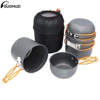 Portable Hiking Camping Cookware Outdoor Cooking Set Heat Cooker Travel Tableware Pot Kettle Tourist Kitchen Utensil Equipment