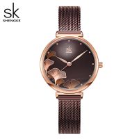 （A Decent035）ShengkeFor WomenBrownBand Women WatchQuartz Reloj Mujer FashionSerise Montre Femme