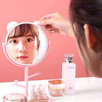 Dailylmall กระจกตั้งโต๊ะ กระจกแต่งหน้า Cat makeup mirror กระจกทรงกลม เป็นรูปหูแมว มี 2 สี