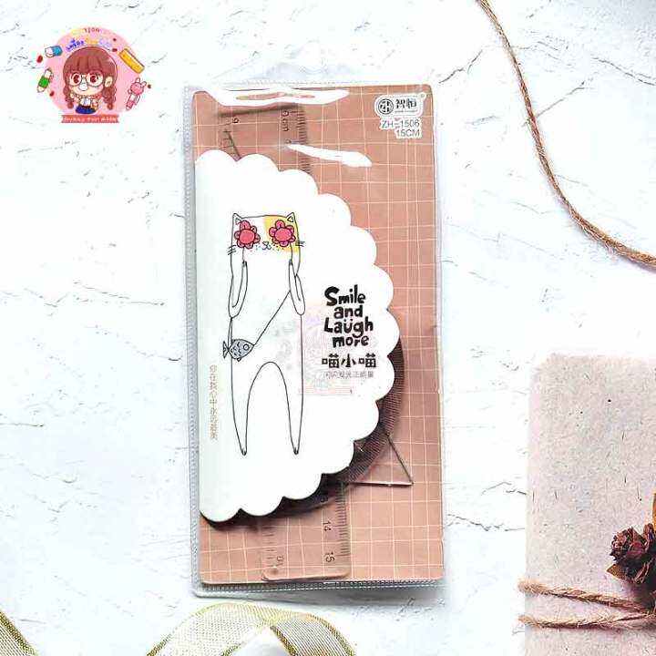 พร้อมส่ง-ชุดเรขาคณิต-ลายการ์ตูนน่ารัก-เครื่องเขียนน่ารัก