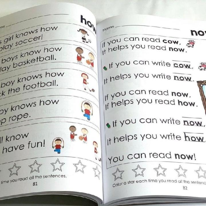 หนังสือแบบฝึกหัดกิจกรรมคำศัพท์เรียนรู้คำศัพท์ความถี่สูงที่พบบ่อยที่สุดสำหรับเด็กสมุดบันทึกคำ240หน้า