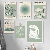 Goodstore Sage Green Wall Art ภาพวาดผ้าใบ Matisse Yayoi Kusama Picasso โปสเตอร์และพิมพ์สำหรับ Retro Museum นิทรรศการและ Home Decor ภาพ