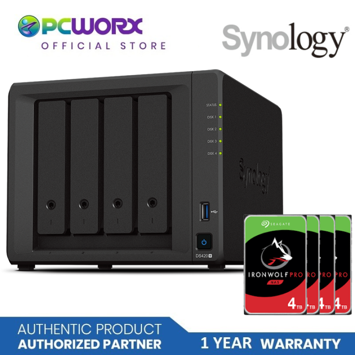 Synology DS420+ 2GB 4Bay NAS + 4pcs 4TB Seagate Ironwolf Synology