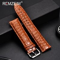 REMZEIM Universal Crocodile Pattern Soft Wrist Belt Bracelet Comfortable Genuine Leather Watch Strap 16/18/20/22mm Watch Band