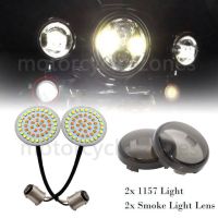 ไฟเลี้ยวด้านหน้า LED สีเหลืองอำพันสำหรับมอเตอร์ไซค์สีขาว1157สไตล์ W/ Smoke ป้องกันสำหรับฮาร์ลีย์ Tou Softail 11-17