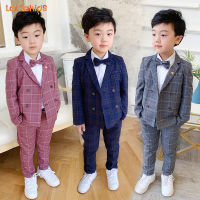 lontakids 2-9ปีเด็กชายลายสก๊อตชุดสูท (แจ็คเก็ต + กางเกง + Bowtie) เด็กงานแต่งงานวันเกิด Dresswear เครื่องแต่งกายอย่างเป็นทางการสำหรับเด็กเสื้อผ้าพอดีตัว