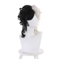 Cruella De Vil Kuila Half Black Half A Hundred Small Short Curly Cos Wig Wig Caps For Making Wigs Danganronpa