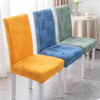 Jacquard Covers For Chairs For Kitchen Super Thick Cotton Spandex Dining Stretch Chair Cover With Backrest Slipcovers For Chairs