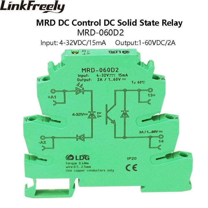 mrd-060d2-2a-ไฟ-led-sigals-ssr-solid-sate-relay-dc-อินพุต-5v-12v-อินเทอร์เฟซ24vdc-แรงดันไฟฟ้ารางรถไฟ-din-รีเลย์บอร์ดโมดูลสวิตซ์-nbsp