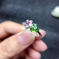 Natural diopside ring candy color bright and beautiful 925 silver the latest design from Hong Kong