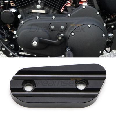 ☒อุปกรณ์ป้องกันฝาครอบป้องกันการตรวจสอบโซ่รถจักรยานยนต์สำหรับ Harley Sportster XL883 XL1200สี่สิบแปด2004-2013อะลูมิเนียมสีดำ