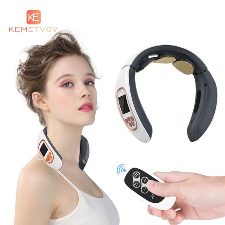 4D Intelligent Electric Neck Back Pulse Massager TENS Heating Cervical ...