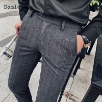 2022 Wool &amp; Blend Suits Pants Mens Casual Stand Pocket Pantalon Fashion Business Suit Pants Men Wedding Party Work Trousers