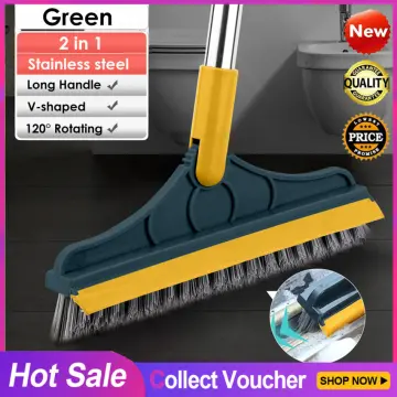 2 In 1 Floor Brush Stainless steel Long Handle Tile Floor Cleaning Brush