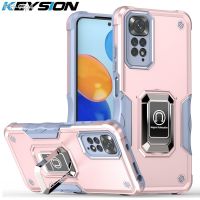 KEYSION Shockproof Armor Case for Redmi Note 11 11S 12 Pro 5G Ring Stand Phone Back Cover for Xiaomi Redmi Note 10 10S 10A 10C