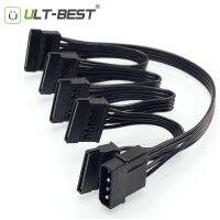 Ult-Best Molex 4pin Ide 1ถึง5 Sata 15pin แยกฮาร์ดไดรฟ์แหล่งจ่ายไฟสายเคเบิลสำหรับ Diy Pc Sever 4-Pin เป็น15-Pin 60c ไฟฟ้า