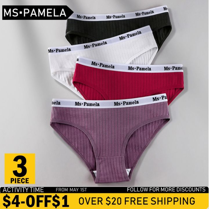 3PCS M-4XL Cotton Panties Female Underwear Sexy Women Briefs