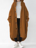 ◑✤№ Coats Woman 2022 Fashion Color Breasted Irregular Windbreaker Hooded Trench Coat for