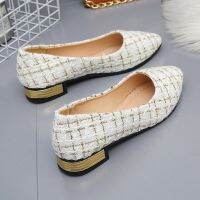 41 42 Plus Size Womens Shoes, Korean Style Checkered Flat Shoes, Casual Pointed Toe Flats